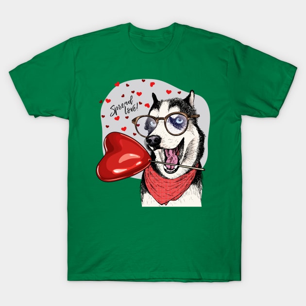 dog valentine spread love T-Shirt by Mako Design 